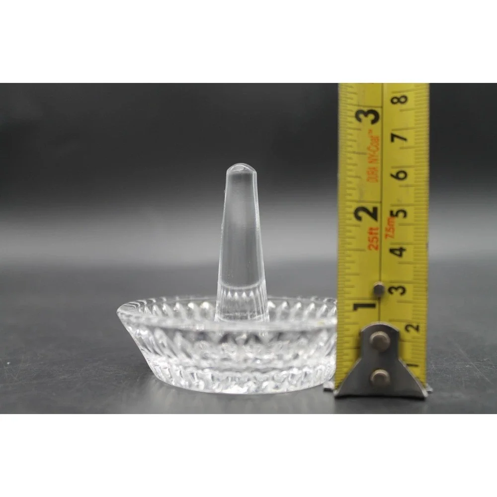 Vintage Clear Pressed Glass Ring Holder Starburst Jewelry Dish Vanity Tray